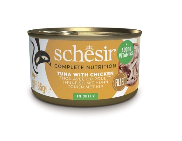 SCHESIR Tuńczyk z filetami z kurczaka w galaretce dla kotów 85 g