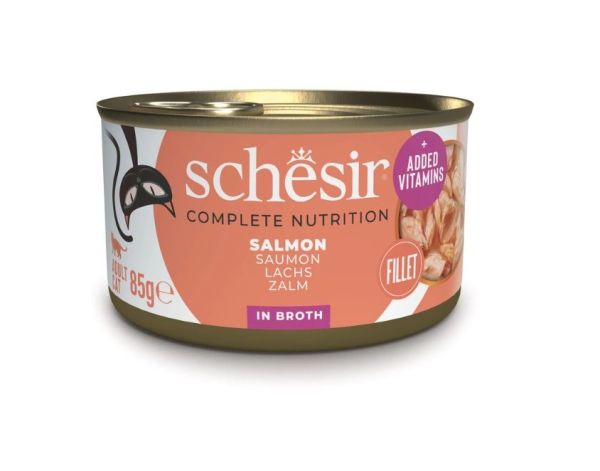 SCHESIR Łosoś w bulionie dla kotów 85 g