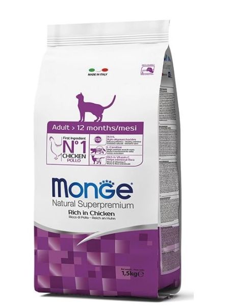 MONGE Cat Adult karma dla dorosłych kotów z kurczakiem 1.5 kg