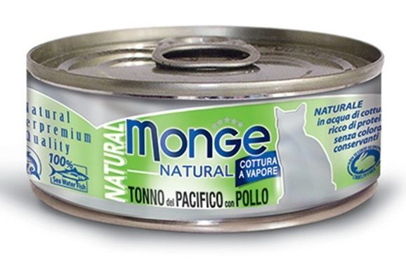 MONGE Natural Cat Tuńczyk żółtopłetwy z kurczakiem 80g