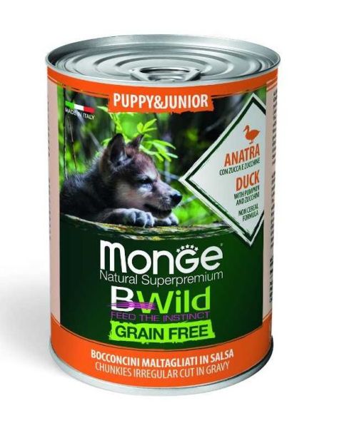 MONGE BWild GF Puppy karma dla szczeniąt kaczka 400 g