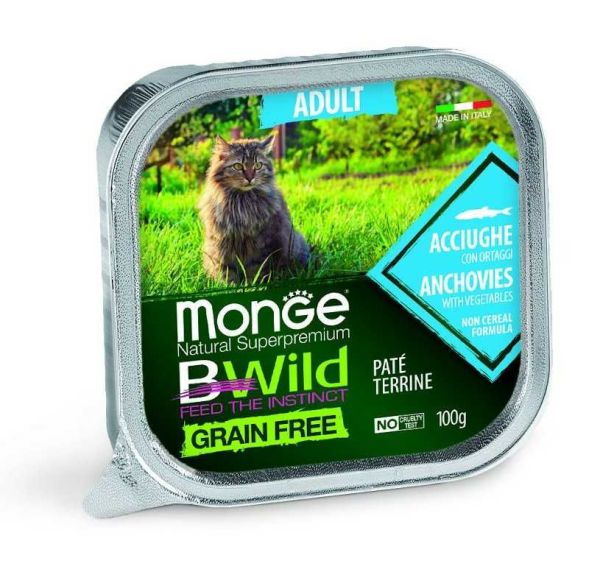 MONGE Bwild Cat Adult Karma dla kota z anchois 100g