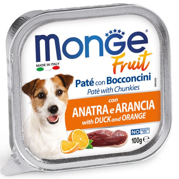 MONGE Fruit Dog Pasztet z kaczką i pomarańczą 100g