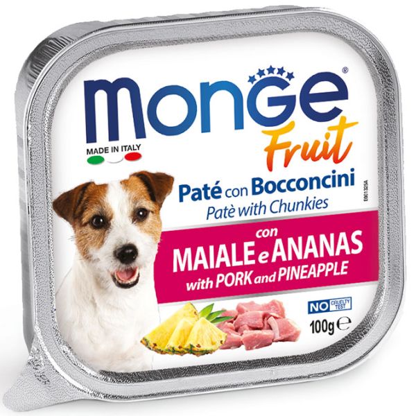 MONGE Fruit Dog Pasztet z wieprzowiną i ananasem 100 g