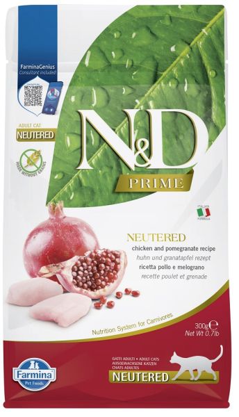 FARMINA N&amp;D Prime Adult Cat Neutered Chicken&amp;Pomegranate 300g kurczak z owocem granatu dla dorosłych kastrowanych kotów