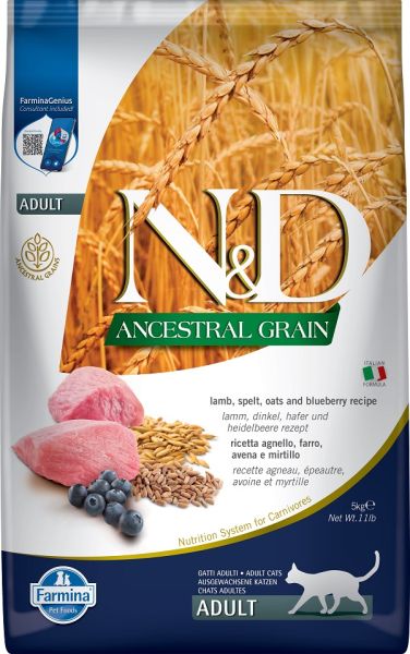 FARMINA N&amp;D Ancestral Grain Lamb &amp; Blueberry Adult Cat 5 kg dla dorosłego kota