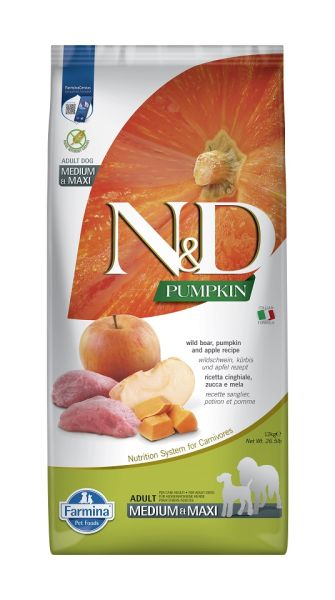 FARMINA N&amp;D GF Pumpkin Boar &amp; Apple Adult Medium &amp; Maxi 12 kg dla psów ras średnich i dużych
