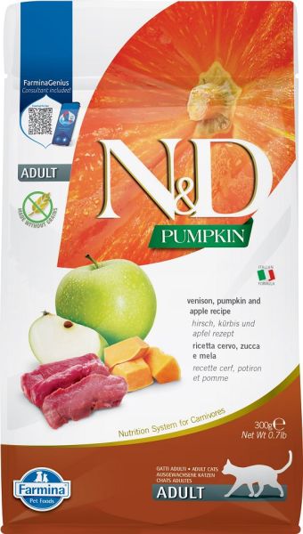 FARMINA N&amp;D Pumpkin Adult Cat Venison&amp;Apple 300 g jeleń, dynia i jabłko dla dorosłych kotów