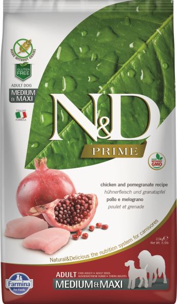 FARMINA N&amp;D Prime dog adult medium &amp; maxi chicken &amp; pomegranate 2,5 kg