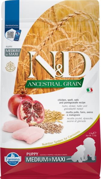 FARMINA N&amp;D Ancestral  Grain Dog Puppy Medium Maxi chicken, oat 2,5 kg dla szczeniąt średnich i dużych ras