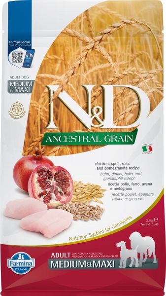 FARMINA N&amp;D Ancestral Grain dog Adult Medium &amp; Maxi Chicken &amp; pomegranate 2,5 kg