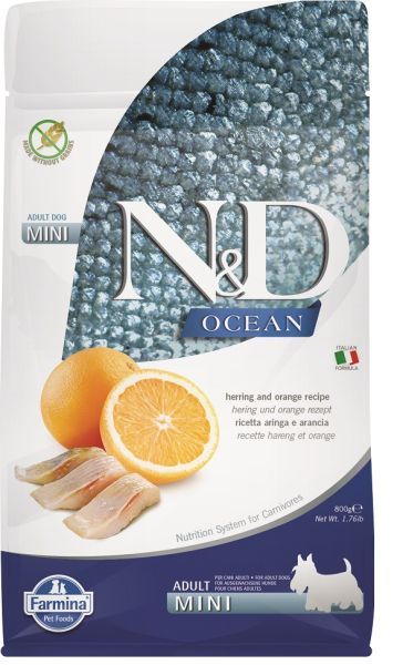 FARMINA N&amp;D Ocean canine Herring &amp; Orange Adult Mini dla dorosłych psów małych ras 800 g
