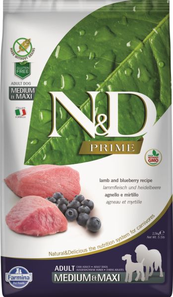 FARMINA N&amp;D Prime dog Adult Medium &amp; Maxi lamb &amp; blueberry 2,5 kg