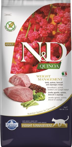 FARMINA N&amp;D Quinoa Cat weight managment jagnięcina i brokuły 5 kg