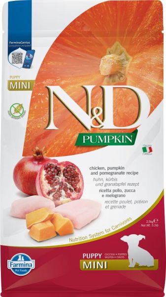 FARMINA N&amp;D Pumpkin Dog Puppy Mini chicken, pumpkin &amp; pomegranate 2.5 kg karma dla szczeniąt małych ras z kurczakiem