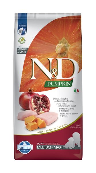 FARMINA N&amp;D Pumpkin Dog Puppy Medium &amp; Maxi chicken, pumpkin &amp; pomegranate 12 kg karma dla szczeniąt średnich ras
