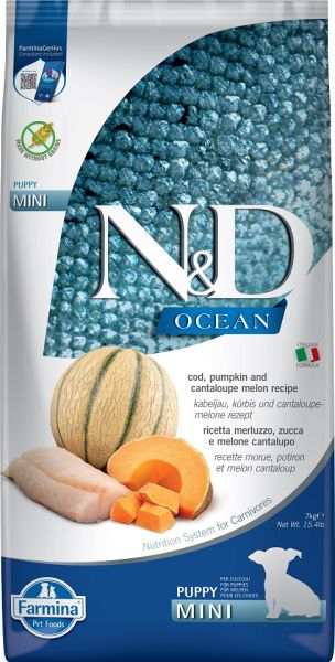 FARMINA N&amp;D Ocean Dog Puppy Mini cod, pumpkin &amp; cantaloupe melon 7 kg dorsz, dynia i melon dla szczeniąt i suk w ciąży