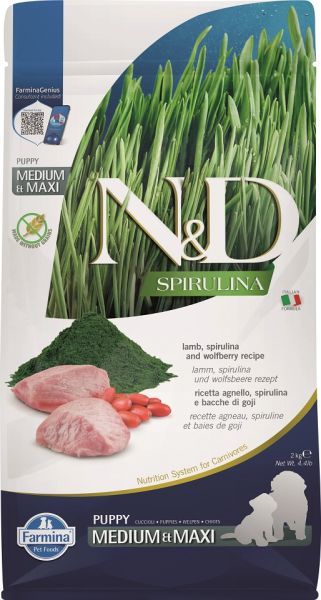 FARMINA N&amp;D Spirulina Puppy Medium&amp;Maxi Lamb &amp; Wolfberry 2 kg