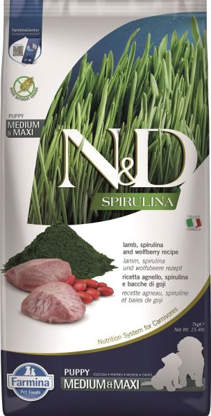 FARMINA N&amp;D Spirulina Puppy Medium&amp;Maxi Lamb &amp; Wolfberry 7 kg
