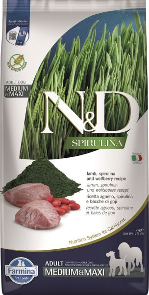 FARMINA N&amp;D Spirulina Adult Medium&amp;Maxi Lamb &amp; Wolfberry 7 kg