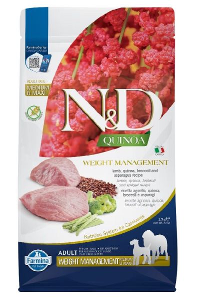 FARMINA N&amp;D Quinoa Dog Adult medium maxi Weight management lamb, broccoli 2,5 kg