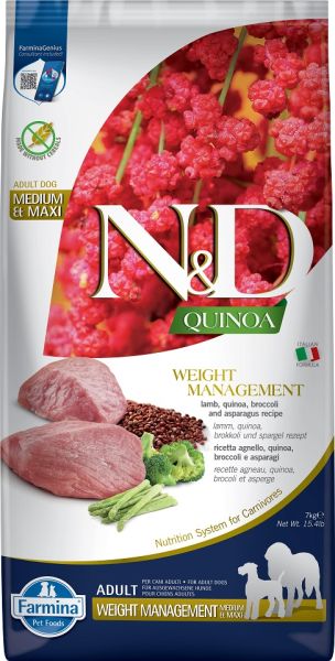 FARMINA N&amp;D Quinoa Dog Adult Medium&amp;Maxi Weight Management Lamb &amp; Broccoli 7 kg