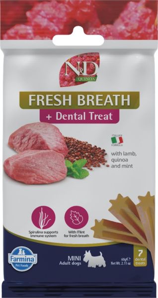 FARMINA N&amp;D Quinoa Dental Treat Fresh breath Mini 60 g (7 szt) przysmak dentystyczny dla psów ras małych