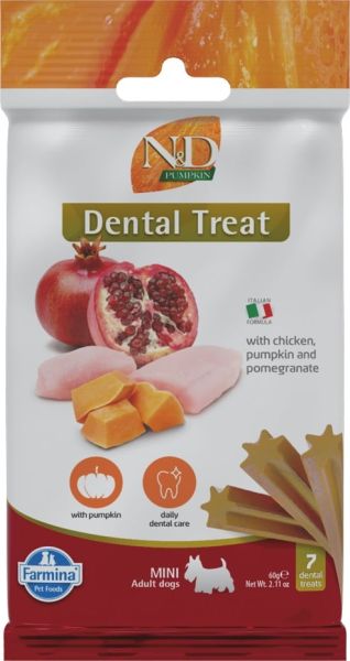 FARMINA N&amp;D Pumpkin Dental Treat Chicken Pomegranate Mini 60 g (7 szt) przysmak dentystyczny dla psów ras małych
