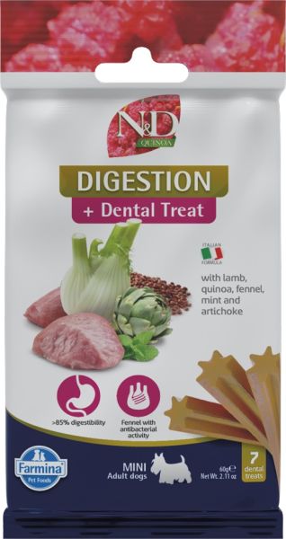 FARMINA N&amp;D Quinoa Dental Treat Digestion Mini 60 g (7 szt) przysmak dentystyczny dla psów ras małych