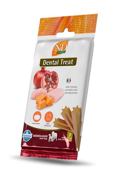 FARMINA N&amp;D Pumpkin Dental Treat Chicken Pomegranate Medium/Maxi 100 g (7 szt) przysmak dentystyczny dla średnich i dużych psów