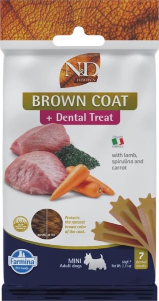 FARMINA N&amp;D Brown Dental Treat Coat Lamb Mini 60 g (7 szt) przysmak dentystyczny dla psów ras małych