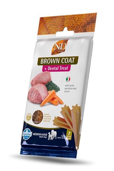 FARMINA N&amp;D Brown Dental Treat Coat Lamb Medium/Maxi 100 g (7 szt) przysmak dentystyczny dla średnich i dużych psów