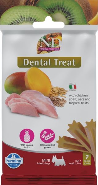FARMINA N&amp;D Tropical Selection Dental Treat Chicken Mini 60 g (7 szt) przysmak dentystyczny dla psów ras małych