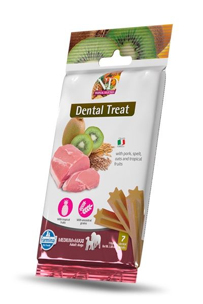 FARMINA N&amp;D Tropical Selection Dental Treat Pork Medium/Maxi 100 g (7 szt) przysmak dentystyczny dla średnich i dużych psów