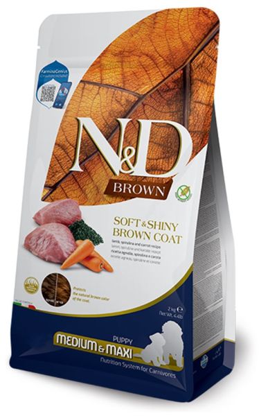 FARMINA N&amp;D Brown Dog Puppy Medium Maxi Lamb, Spirulina, Carrot 2 kg