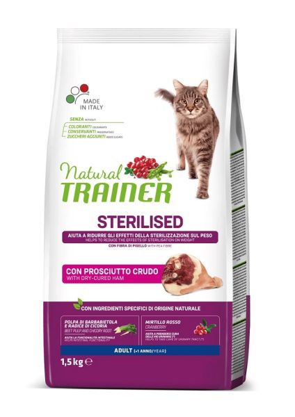 TRAINER Natural Cat Sterilised Adult z szynką 1.5kg