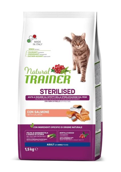 TRAINER Natural Cat Sterilised Adult z łososiem 1.5kg