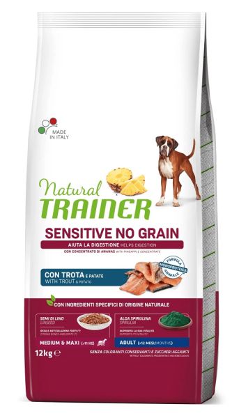 TRAINER Natural Sensitive No Grain Medium Maxi Adult z pstrągiem 12kg