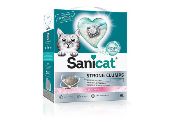 SANICAT Strong Clumps 10 l żwirek bentonitowy biały Baby powder