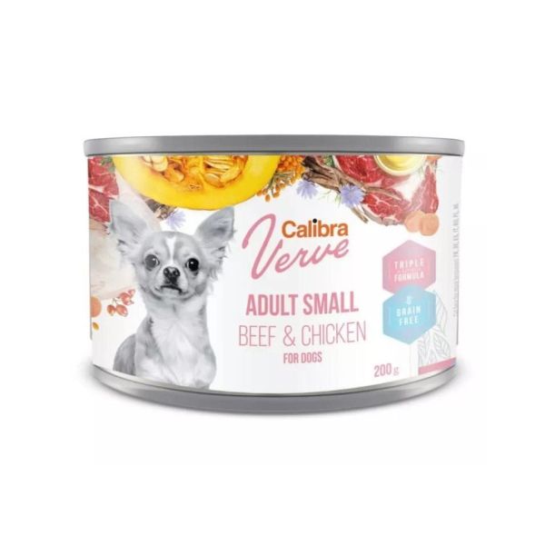 CALIBRA Dog Verve GF Adult Small Beef&amp;Chicken 200 g bezzbożowa mokra karma z wołowiną i kurczakiem dla psów małych ras