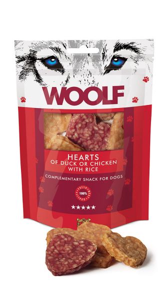 WOOLF Hearts Of Duck Or Chicken And Rice 100g kaczka z kurczakiem i ryżem
