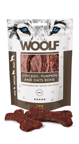 WOOLF Chicken, Pumpkin And Oats Bone 100g kosteczki z kurczaka z dynią i owsem
