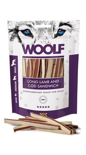 WOOLF Soft Long Lamb And Cod Sandwich 100g kanapeczki z jagnięciną i dorszem