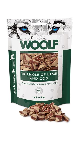 WOOLF Lamb And Cod Triangle 100g trójkąciki z jagnięciną i dorszem