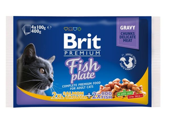 BRIT Zestaw saszetek Cat Adult Fish Plate 4x100g