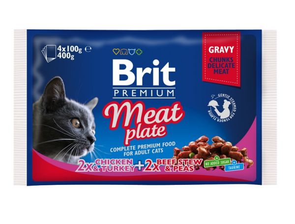 BRIT Zestaw saszetek Cat Adult Meat Plate 4x100g