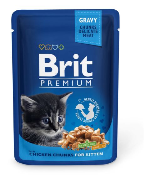 BRIT Premium Kitten kurczak dla kociąt saszetka 24 x 100 g