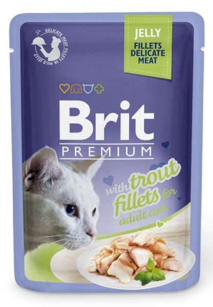 BRIT Premium Cat  Fillets in Jelly mokra karma z pstrągiem dla kotów 24x85 g