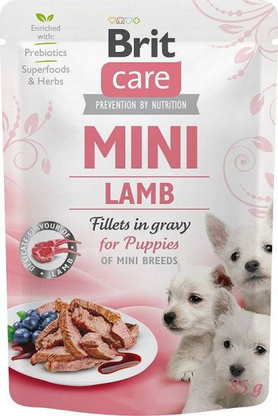BRIT CARE Mini Puppy Pouch Lamb 24x85g z jagnięciną dla szczeniaków małych ras