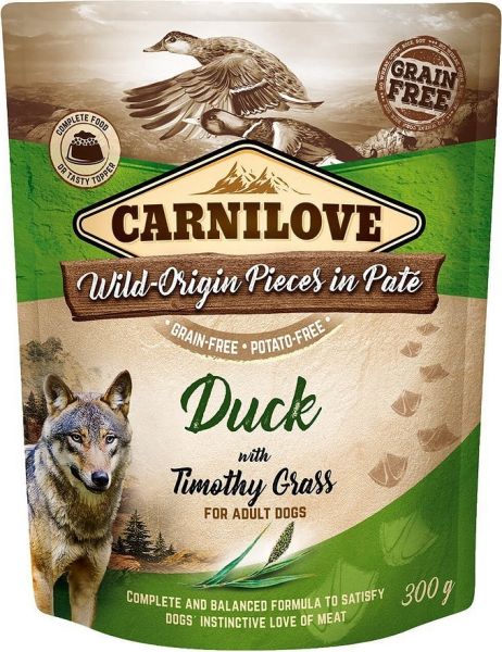 CARNILOVE Dog Paté Duck with Timothy Grass 300g mokra karma dla psów Kaczka z tymotką łąkową